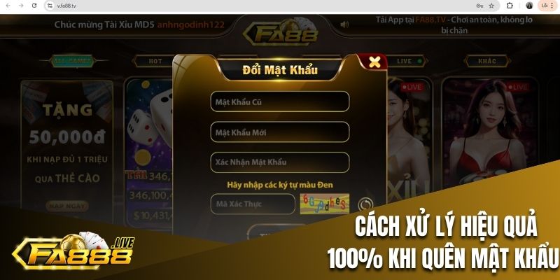 Cách giúp người chơi xử lý khi quên mật khẩu đăng nhập FA88